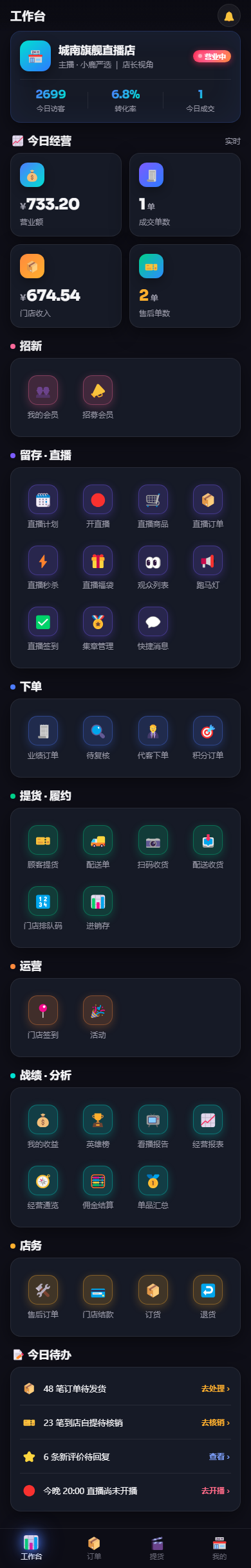 商户端 · 工作台